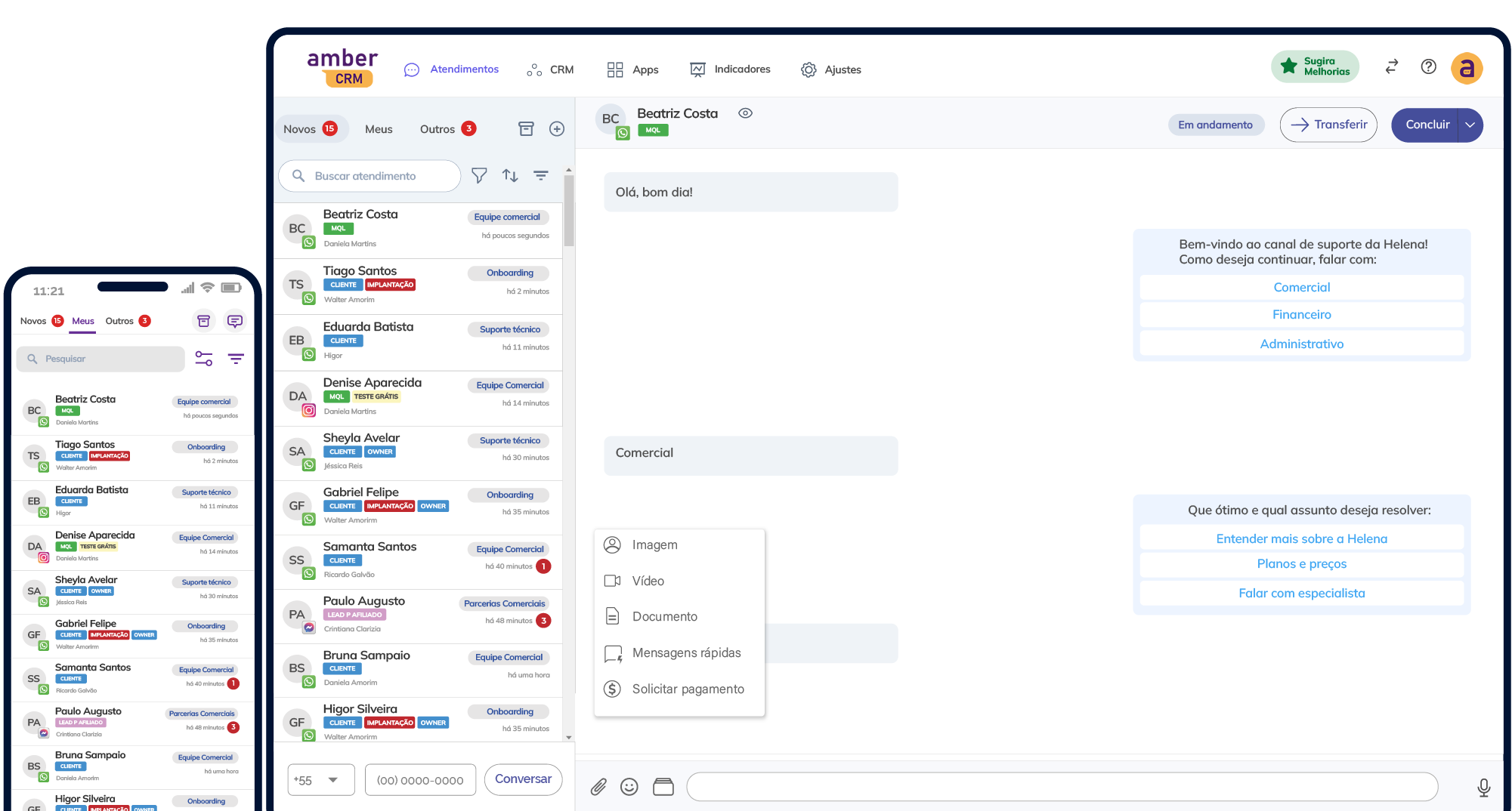 Atendimento via WhatsApp